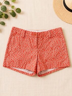 J.Crew Orange White Polka Dot Shorts Preppy Summer Nantucket Red Size 0